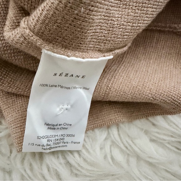 Sezane Betty Cardigan Mottled Camel Vanilla Crochet - Picture 7 of 7